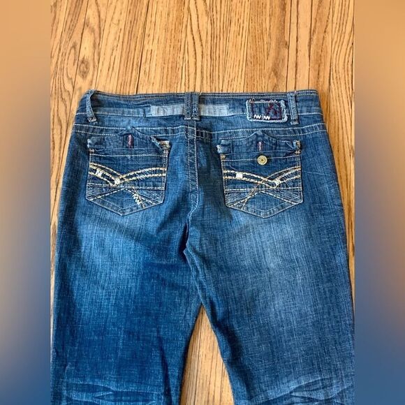 VTG 2000s y2K Hydraulic Metro Low Rise Flare jeans Dark Whisker Stretch 11/12 - Picture 6 of 12